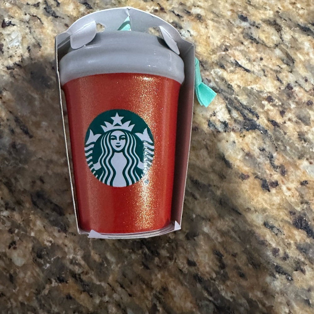 Starbucks Red Glitter Ceramic Ornament